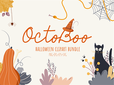 OctoBoo! Happy Halloween Clipart affinity designer creative market digital paint halloween design illustration nature vector art vector illustration vectorart