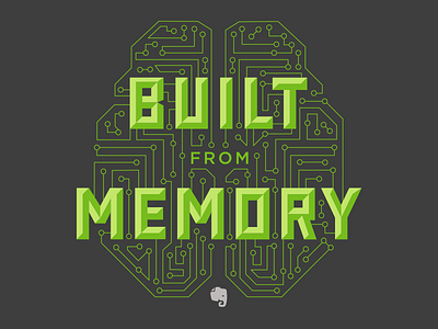 Evernote Intern Swag—Built from Memory bevel bright colorful custom elephant evernote geometric lettering screen print swag t shirt