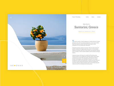 UI Exercise - Santorini, Greece Travel + Photo Blog adobexd blog blog design design ui ux web web design