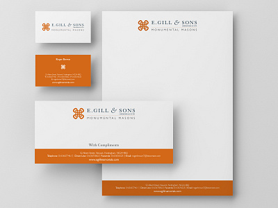 Logo dsign for E. Gill and Sons branding logo stationery design typography