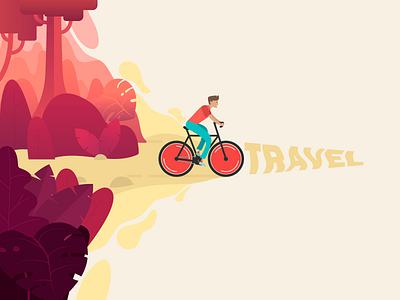 travel by bike 2020 art bicycle bike colorful colors dribbble flat illustration project travel