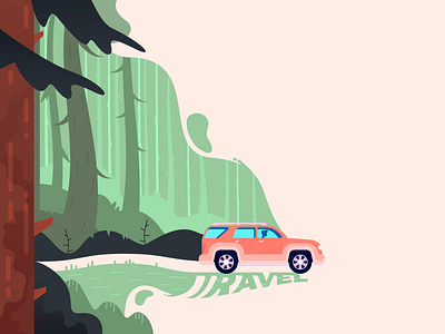 Travel by car 2020 art car colorful colors dope dribbble flat illustration rise travel