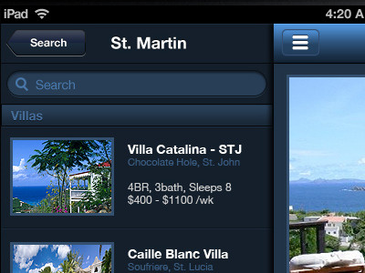 iPad App dan maitland ipad ui villa rental