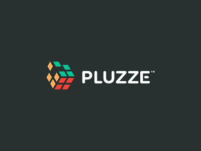 Pluzze box brand colors cube logo pieces puzzle round rubix square