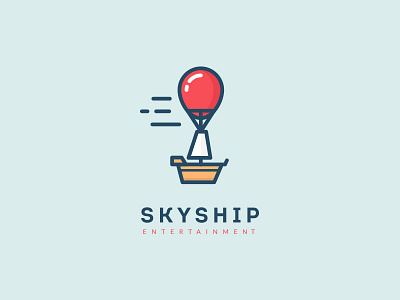 SkyShip animation balloon brand logo minimal ship simple sky strokes