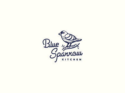 Blue Sparrow Kitchen art bird graphics icon logo logo design sparrow type typography