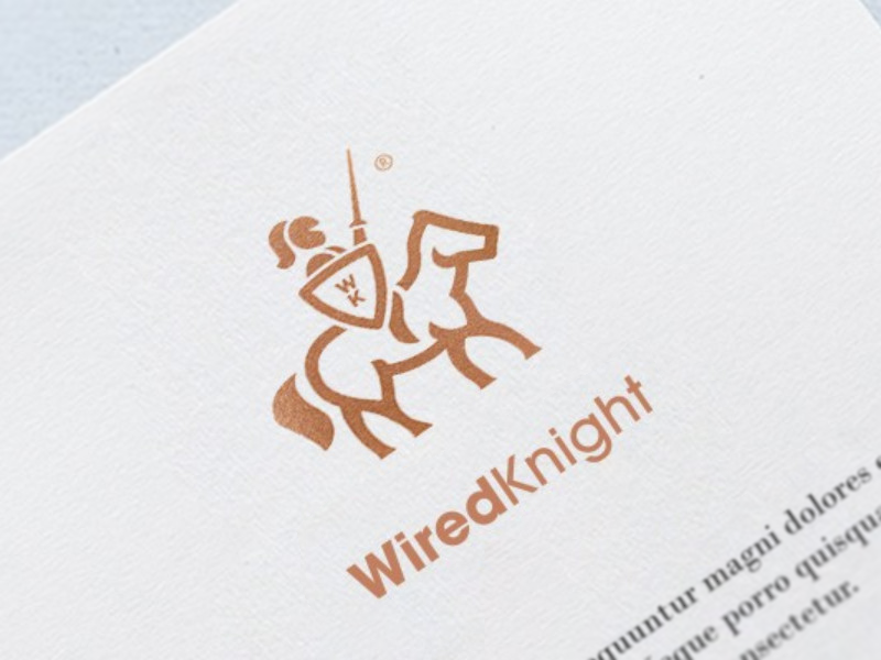 WiredKnight warrior branding icon sword horse logo knight