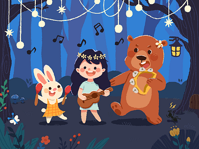 The animals' forest party animation app branding clean design flat icon identity illustration illustrator lettering logo minimal mobile typography ui ux vector web 插图