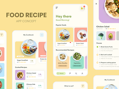 Food Recipe App adobe xd app design cards ui concept design dribbble flatdesign food food and drink food app interaction design recipe app recipe card recipes ui design uxdesign