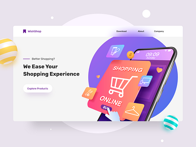 Marketing Website - Shopping App 3d art adobe xd concept design freebie illustraion interaction design marketing site shopping shopping app shopping cart ui ui design uxdesign