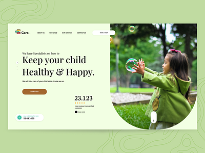 Child Care Centre adobe xd children green hero banner interaction design landing page design landingpage marketing site new ui design website design