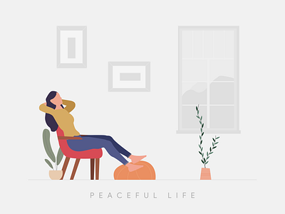 Peace! concept design environment girl illustration green illustration orange peace plants relax space