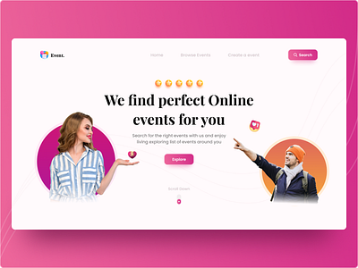 Event Landingpage concept design design dribbble events figma landingpage management marketingsite pink schedulepage ui ui design uidesign uxdesign visual design website design