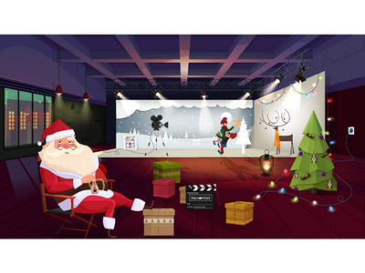 Behind the scene 2020 camera gifts movie newyear santa scene christmas studio
