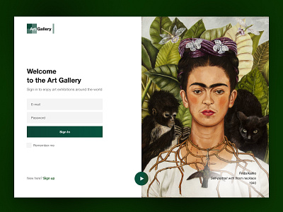 Sign In Page for the Virtual Art Gallery