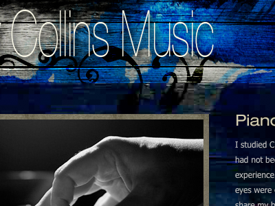 Musician's Wordpress Blog blue css html music watercolor web wood wordpress