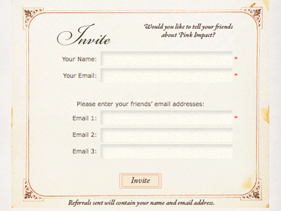 Shabby-chic form from a women's conference css form gui html typeography web website
