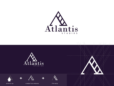 Atlantis Studios atlantis branding film identity branding logo minimal minimalism modern negativespace stripes studios symbols