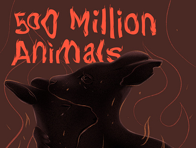500 million animals died animals australia bushfires fire global illustration procreate warming zajno