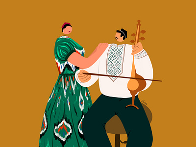 Uyghur Musician badam doppa ghijek illustration ilyas kaniway uighur uyghur