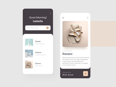 Shopping application UI design