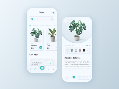 Iot applications for flowers and plants branding ui ux 品牌 商城 应用 新拟态 设计 风格