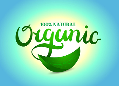 organic ad illustration lettering logo natural organic vector