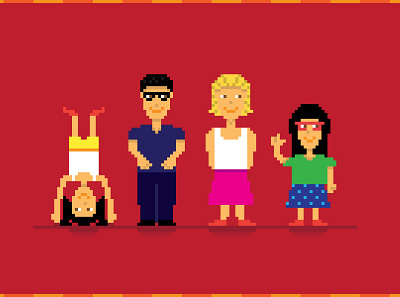 when i was young, my family pixel art vector