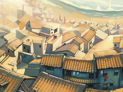 Small Town animation illustration scene