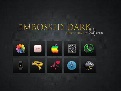 Embossed Dark 3d apple dark theme design embossed icon design icons illustration ios 13 ios 14 ios theme jailbreak kid1carus theme