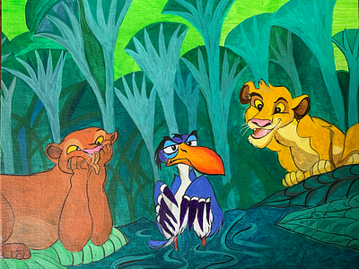 The journey to the outlands acrylics disney painting thelionking