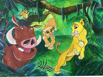 ~Hakuna matata~ acrylic painting disney the lion king