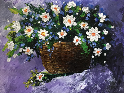 Flower Basket acrylics art blossoms