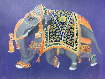 Royal Indian elephant acrylic painting acrylics miniature art