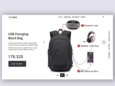 USB Charging Black Bag header section app deagin design e commerce hader hader exploration typography ui uiux user analysis