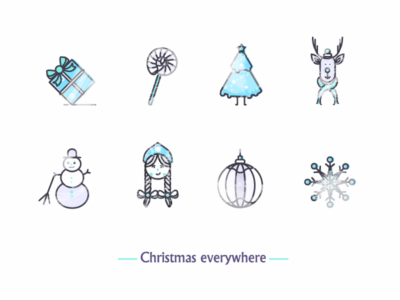 Christmas set christmas icon set icons illustration snow maiden snowflake