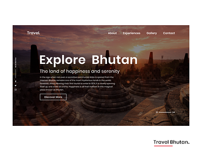 Travel Bhutan adobexd branding design explore flat landing page minimal travel travel website typogaphy ui ux webdesign website website banner