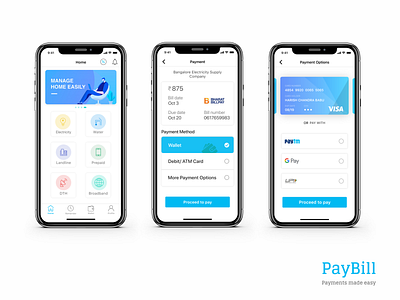 PayBill adobexd apple appui bills cardstock ios ios app design minimal app payment typography utility bill ux