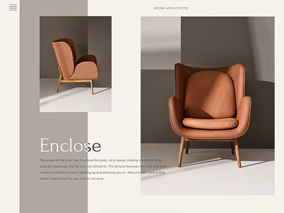 NORM ARCHITECTS animation chair design design studio furniture furniture store interior design minimalism photo typogaphy ui ux web web design webpage design