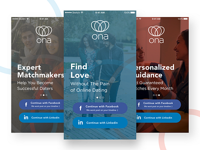 Welcome screens for dating app