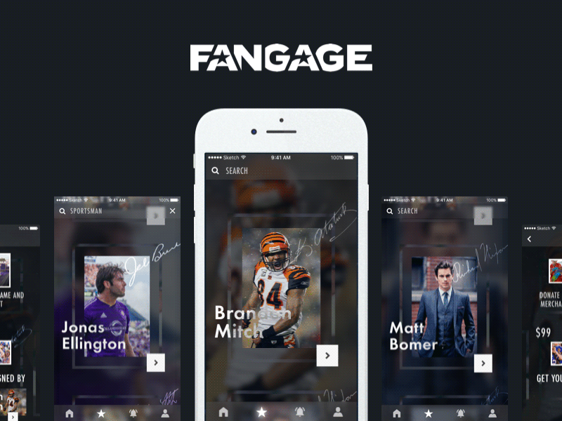 Search Celebrities - Fangage app celebrity design fans interactive ios iphone responsive social ui user experience ux