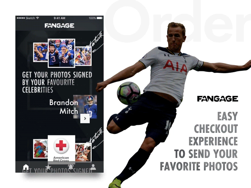 Fangage picture selection and checkout experience apple pay camera checkout fan gallery permissions photo selection scrolling sports