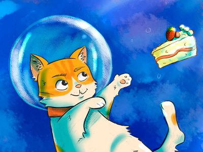Astronaut Tito art astronaut cat childrens illustration comic design illustration painttoolsai photoshop texture