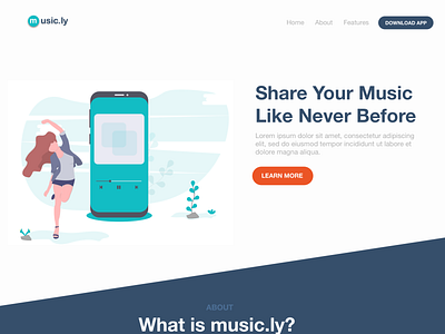 Music.ly - Landing Page & Mobile App UI