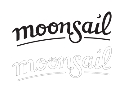 Moonsail Logo moonsail script typography wip