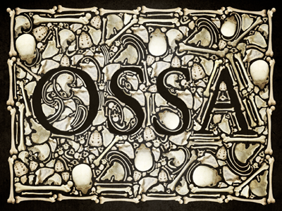 Postcards from Rome: OSSA bones postcards tactile typography
