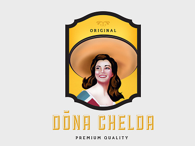Dona Chelada - Mexican wine label design brand branding design digital painting illustration label design logo print vector wine bottle