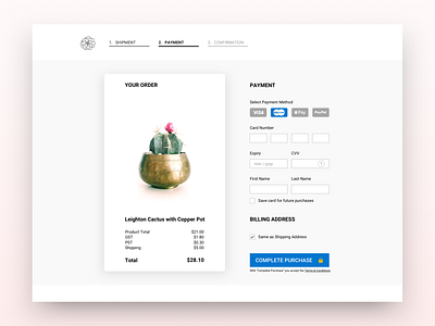 Daily UI Challenge #002- Credit Card Checkout challenge checkout dailyui dailyui 002 design succulent ui web website