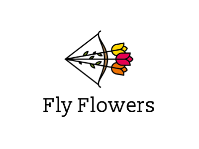 Fly Flower bouquet brand delivery flowers fly logo mark