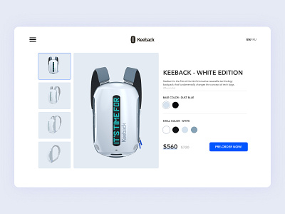 Product page backpack bag ecommerce app product page shopping basket ui uiux ux web design